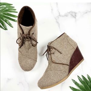 Toms Geometric Desert Wedge Booties | NWOT